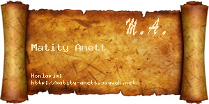 Matity Anett névjegykártya